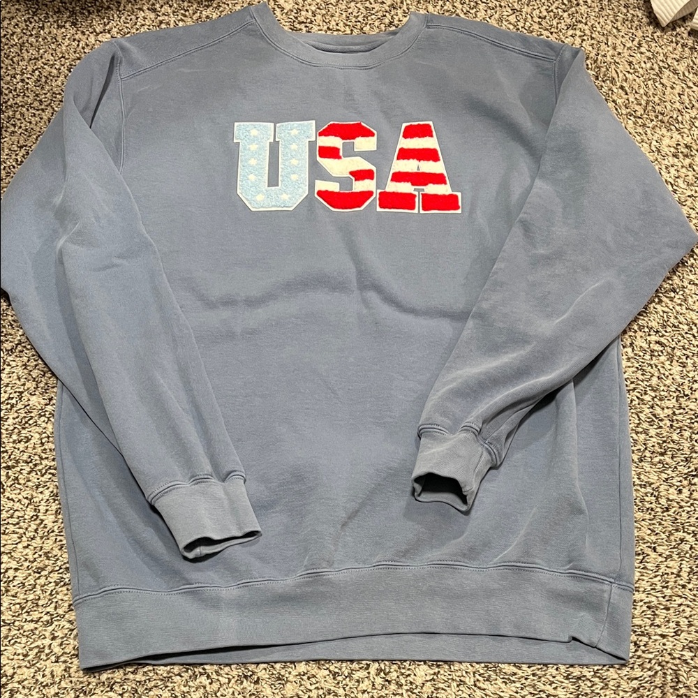 Comfort Colors Blue USA Graphic Crewneck Sweater